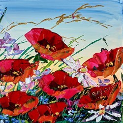 Blooming Wildflowers III by Maya - Original Painting on Stretched Canvas sized 12x12 inches. Available from Whitewall Galleries